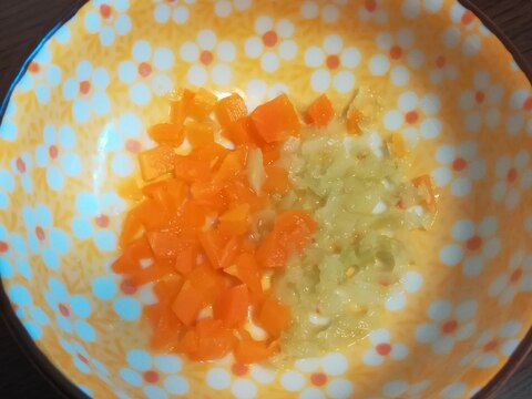 離乳食中期 きゅうり にんじん 二種類の出汁和え レシピ 作り方 By もん1223 楽天レシピ 離乳食中期 きゅうり にんじん 二種類の出汁和え レシピ 作り方 By もん1223 楽天レシピ